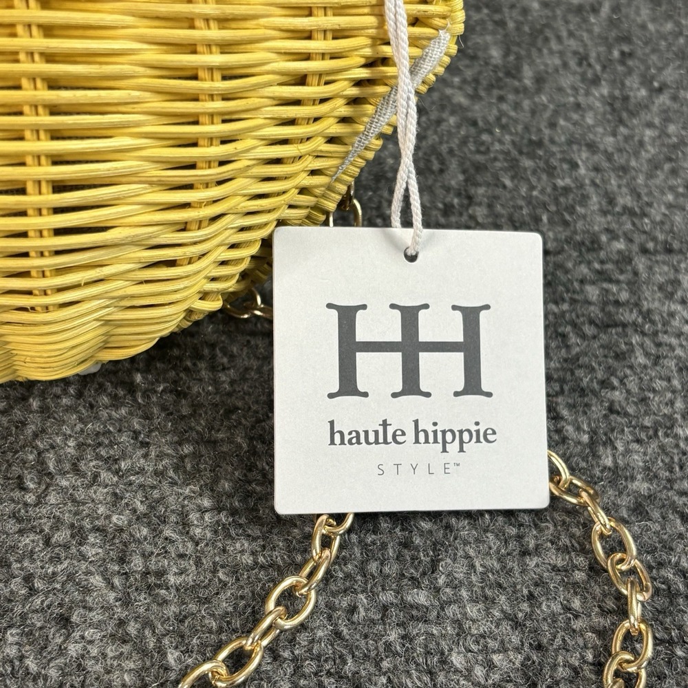 🍋NWT Haute Hippie Yellow Lemon Wicker Viral Tok Citrus Bag Small - Picture 2 of 8